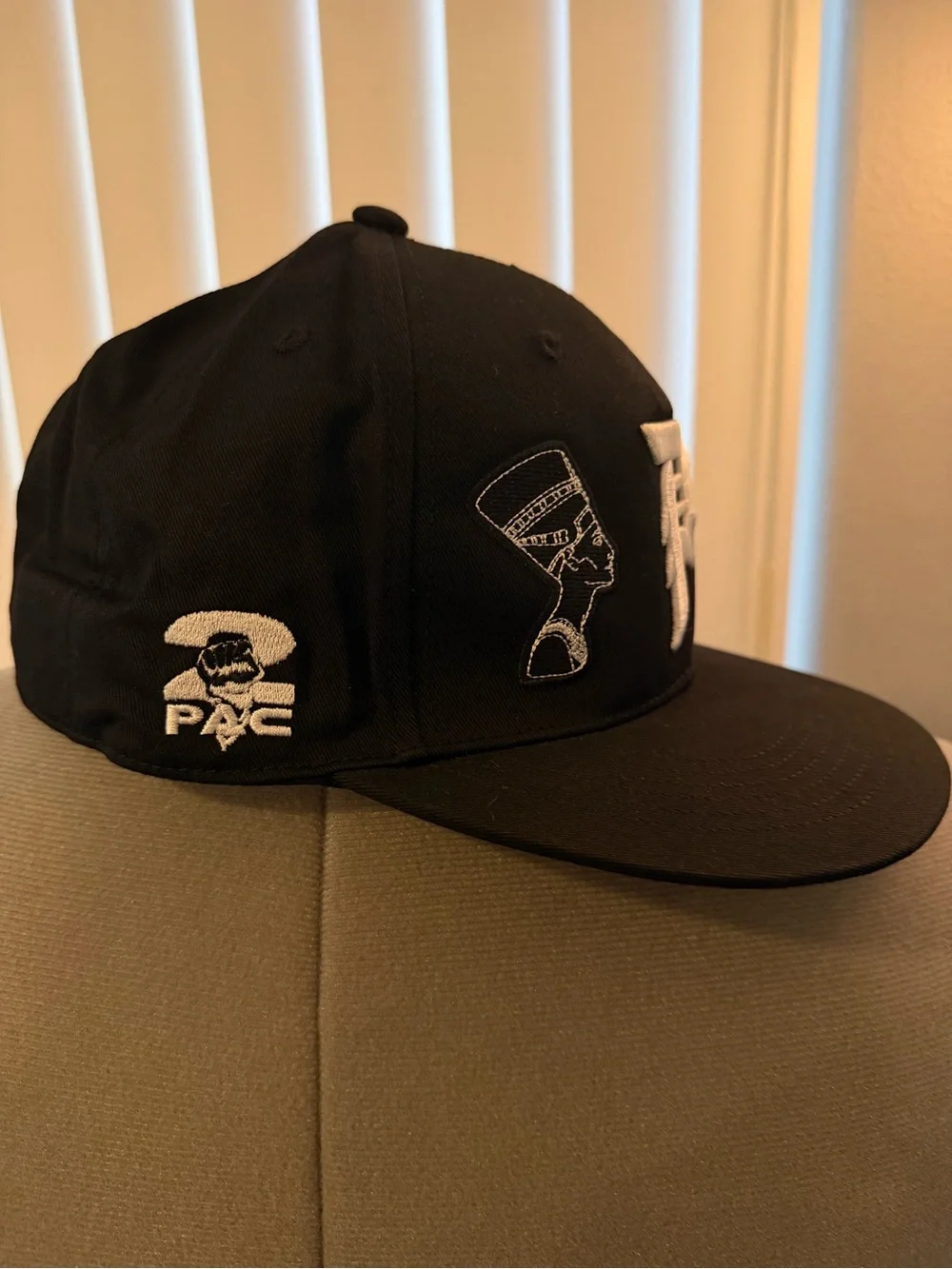 Primitive Black Snapback Hat with White 'P' & Embroidered Motifs